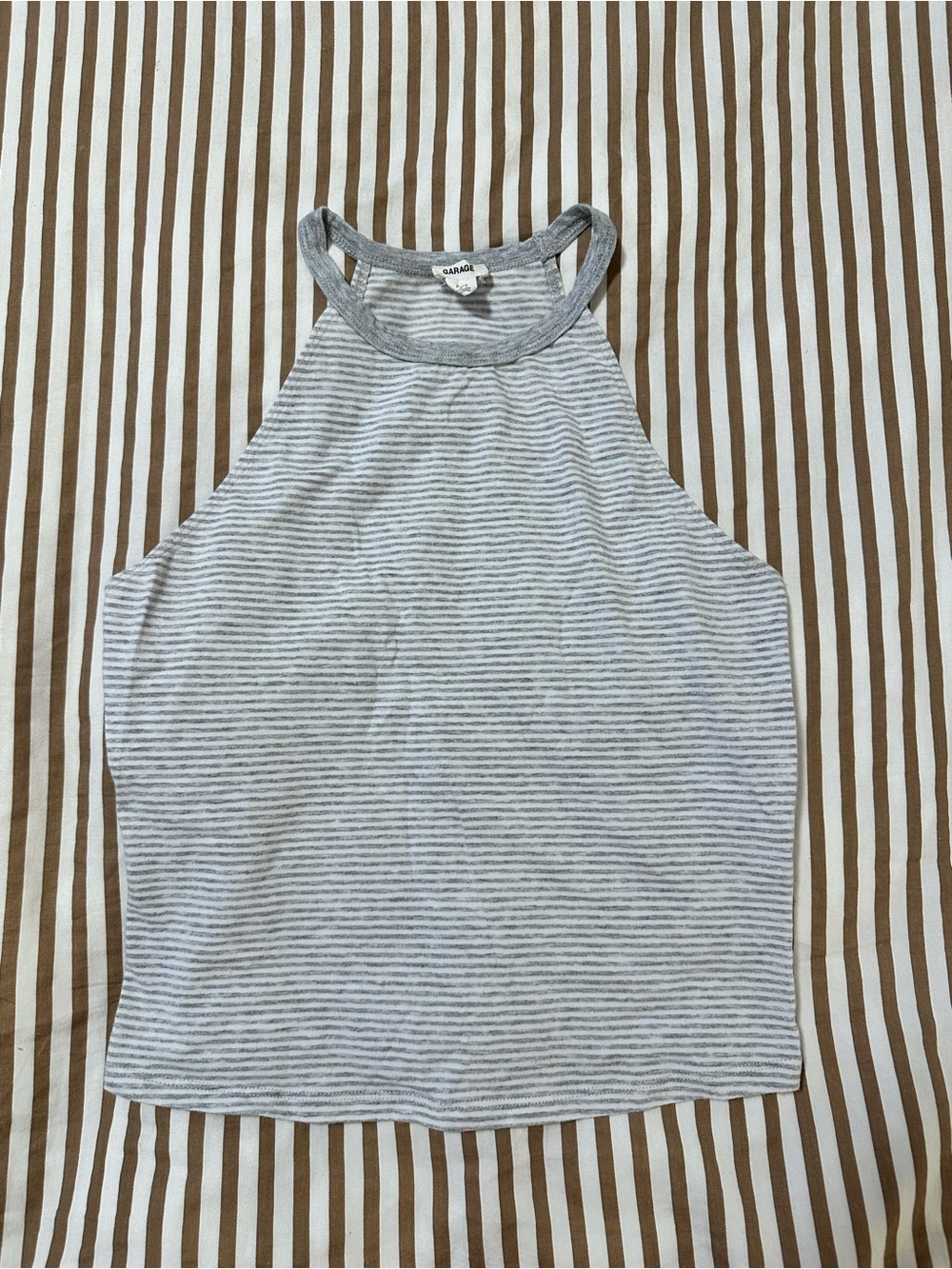 Garage Grey and White Striped Tank Top